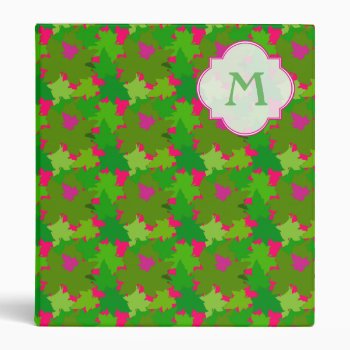 Real Pretty Pink And Green Ivy 3 Ring Binder by dawnfx at Zazzle