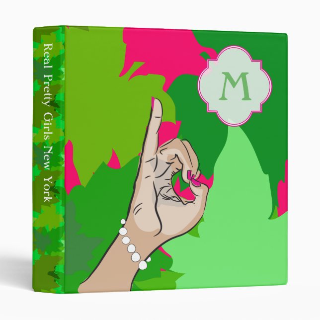 Real Pretty Pink and green Ivy 3 Ring Binder (Front/Spine)