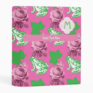 Real Pretty Pink and green Ivy 3 Ring Binder