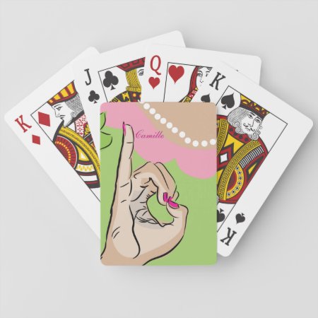 Real Pretty Pink And Green Playing Card
