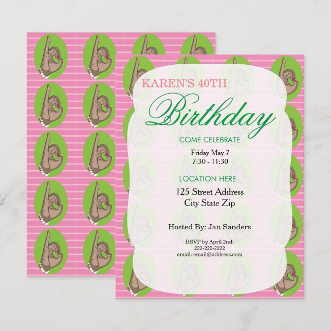 Real pretty Pink Birthday Party Invitations (Front/Back)