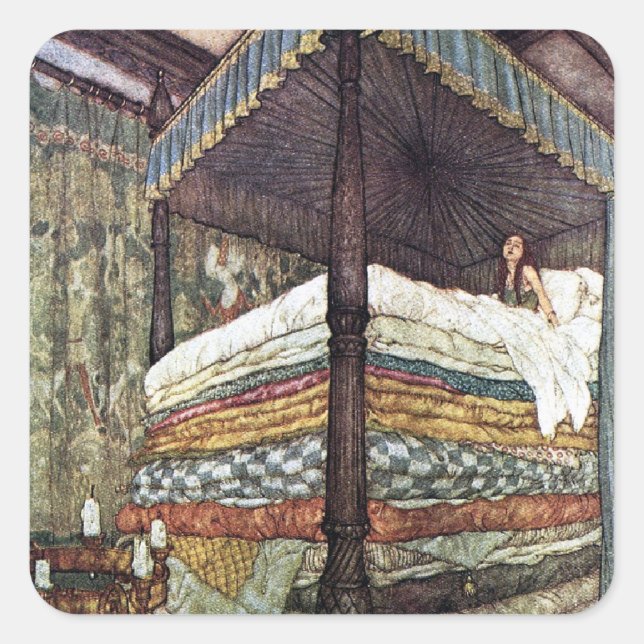 Real Princess by Edmund Dulac Square Sticker (Front)