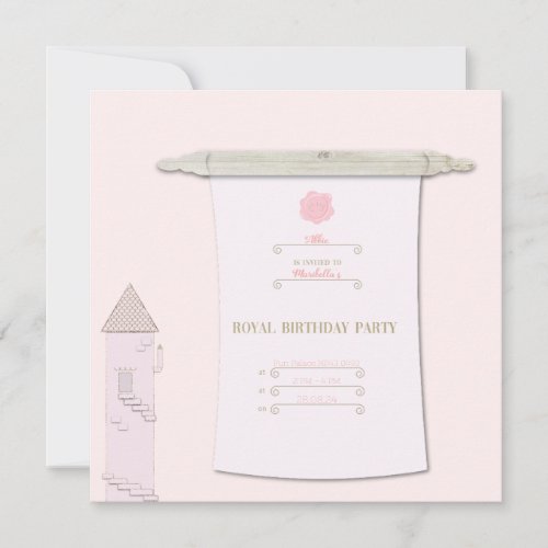 Real Princess Scroll Invitation Pink 