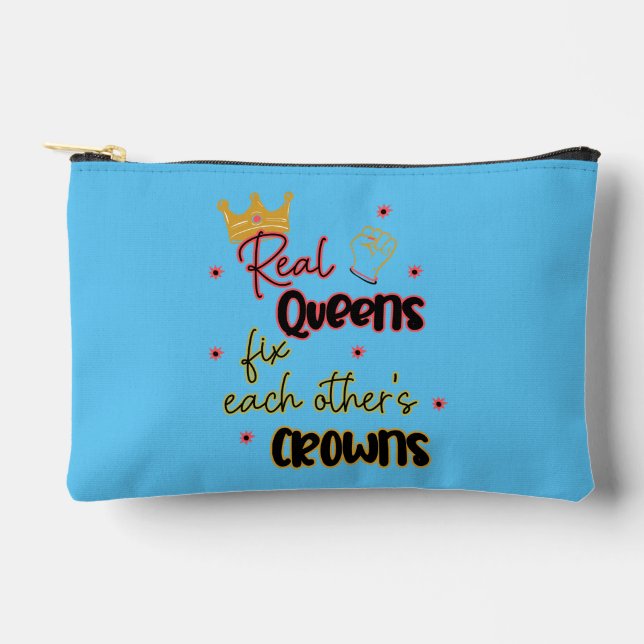 Real Queens Fix Each Other's Crowns Accessory Pouch (Front)