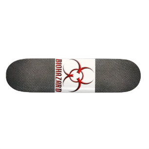 Real RAW Carbon Fiber Textured Biohazard Symbol Skateboard Deck