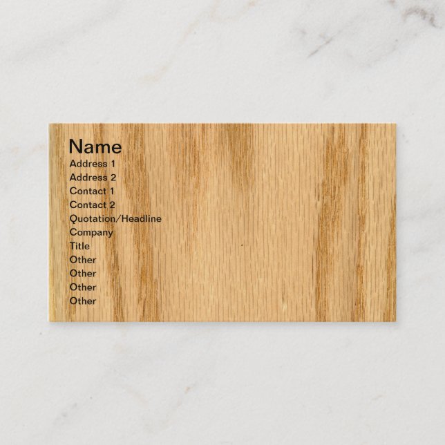 Real Red Oak Veneer Woodgrain Business Card (Front)