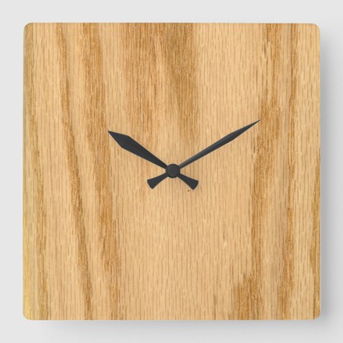 Real Red Oak Veneer Woodgrain Square Wall Clock