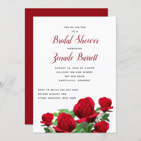 Real Red Roses Bridal Shower Invitation | Zazzle.com