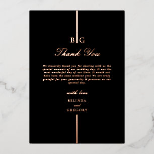 Real Rose Gold Foil Black Wedding Thank You Foil Invitation