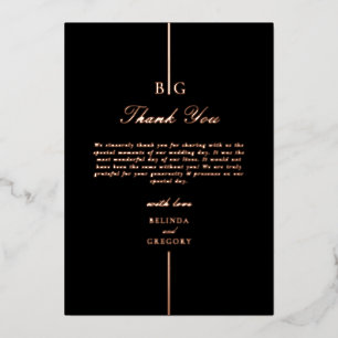Real Rose Gold Foil Black Wedding Thank You Invitation