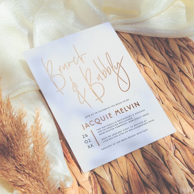 Real Rose Gold Foil Brunch & Bubbly Bridal Shower Foil Invitation (Creator Uploaded)