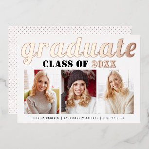 Real rose gold foil Class of 2026 graduate photo Invitation
