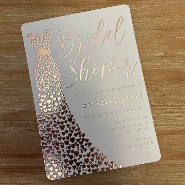 Real Rose Gold Foil Dress Bridal Shower Modern Invitation (Creator Uploaded)