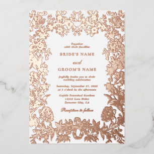 Real Rose Gold Foil Elegant Floral Wedding Invitation