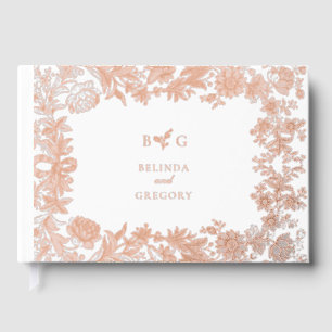 Real Rose Gold Foil Floral Botanical Wedding Foil Guest Book