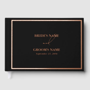 Real Rose Gold Foil Modern Black Wedding Foil Guest Book