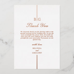 Real Rose Gold Foil Monogram Wedding Thank You Foil Invitation