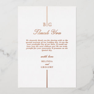 Real Rose Gold Foil Monogram Wedding Thank You Invitation