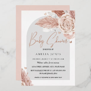 REAL ROSE GOLD FOIL Pink Floral Arch Baby Shower F Invitation
