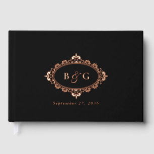 Real Rose Gold Foil Wreath Elegant Black Wedding Foil Guest Book