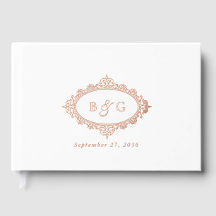 Real Rose Gold Foil Wreath Elegant White Wedding Guest Book