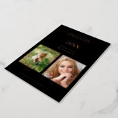 Real Rose Gold Romantic Then Now 2 Photos Graduate Foil Invitation (Rotated)