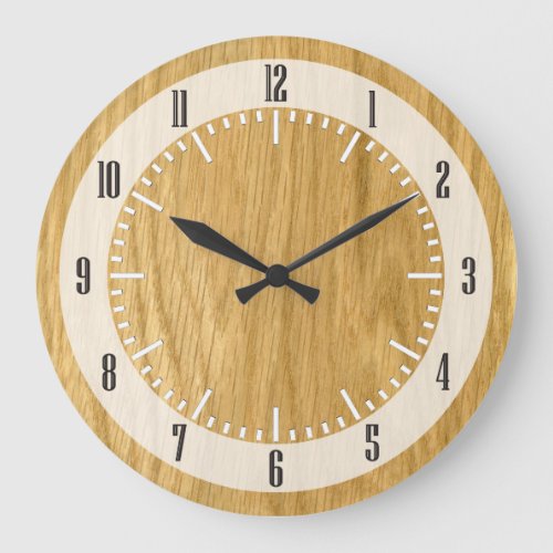Real Scanned Crown Cut Oak Veneer Large Clock