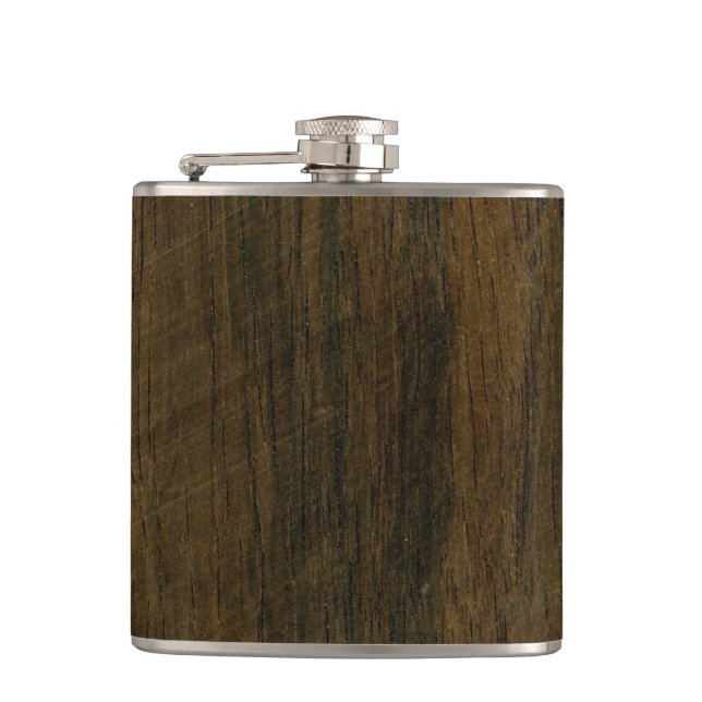 Real Scanned Wooden Veneer Rio Rosewood Palisander Flask (Front)