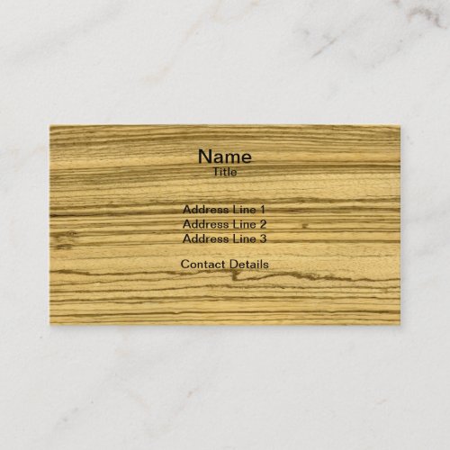 Real Scanned Zebrawood Veneer Woodgrain Business Card