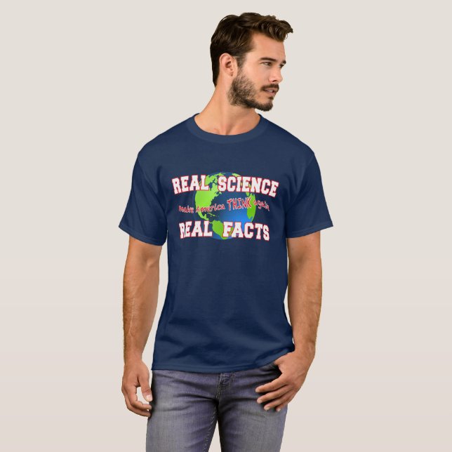 "Real Science, Real Facts" dark T-shirt (Front Full)