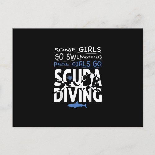 Real Scuba Diving Girl Some Go Swimming Funny Gift Announcement Postcard