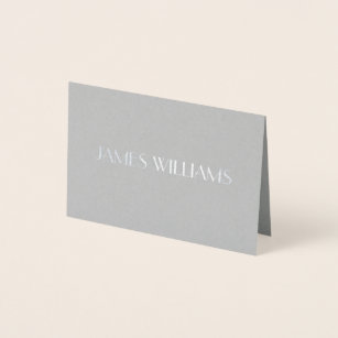 Real Silver Foil Art Deco Grey Wedding Place Card