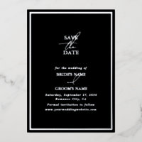 Real Silver Foil Black Wedding Save the Date