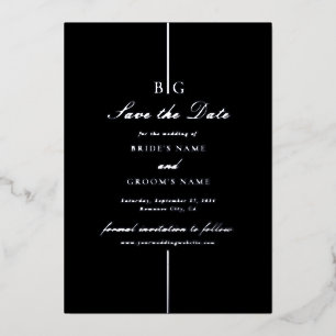 Real Silver Foil Black Wedding Save the Date Foil Invitation