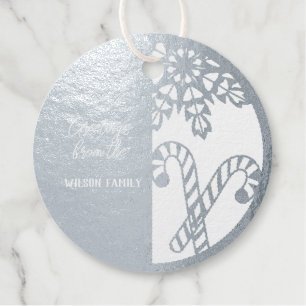 Real Silver Foil Candy Canes Favor Tags
