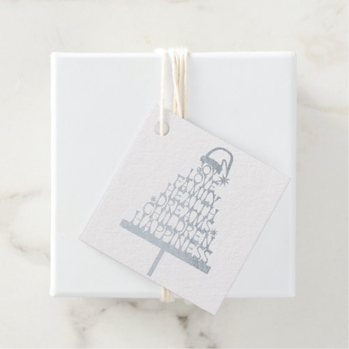 Real Silver Foil Christmas Tree Word Art Foil Favor Tags