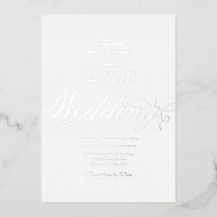 Real Silver Foil Classy Luxury White Wedding Invitation