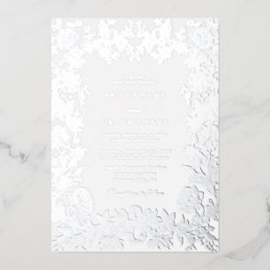 Real Silver Foil Elegant Floral Botanical Wedding Foil Invitation