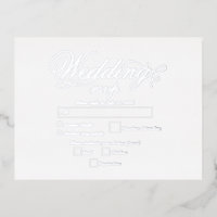 Real Silver Foil Elegant Luxury White Wedding RSVP