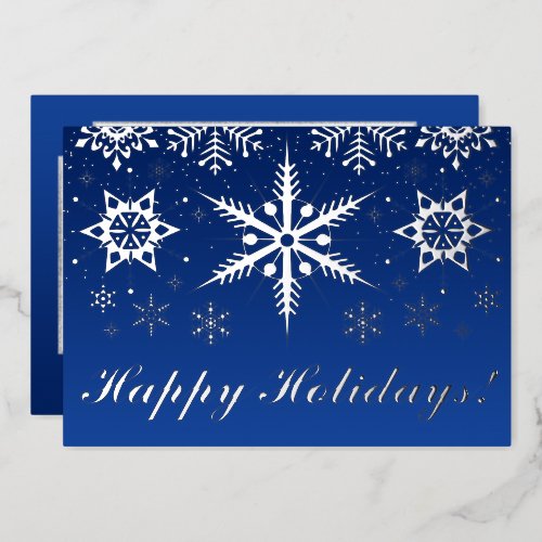 REAL Silver Foil Happy Holidays with Snowflakes Fo Foil Holiday Card