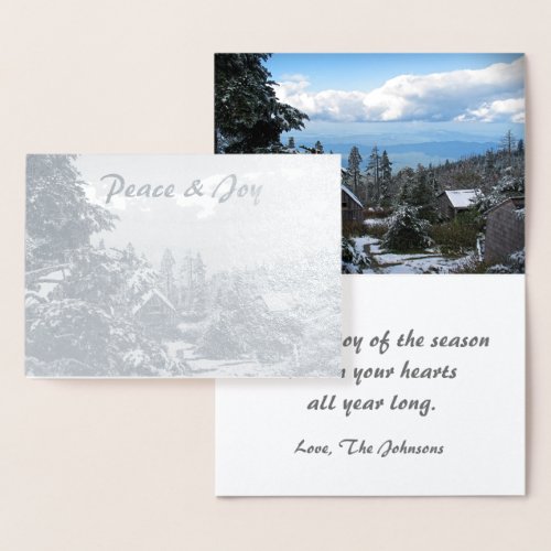 Real Silver Foil Holiday Peace  Joy Mt LeConte Foil Card