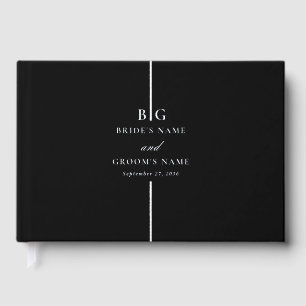 Real Silver Foil Minimal Elegant Monogram Wedding Guest Book