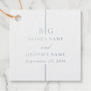 Real Silver Foil Minimalist Monogram Wedding Favor Tags