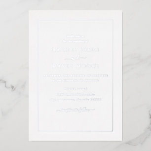 REAL SILVER FOIL Modern Black Wedding  Invitation