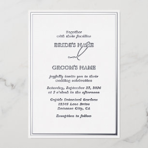 Real Silver Foil Modern White & Silver Wedding Foil Invitation