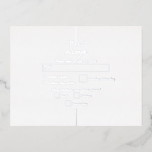 Real Silver Foil Monogram Wedding RSVP Invitation Postcard