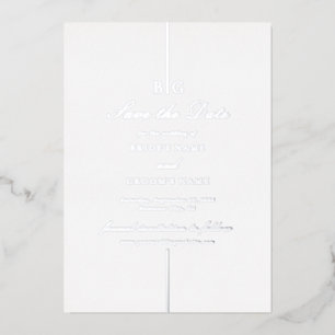 Real Silver Foil Monogram Wedding Save the Date Invitation