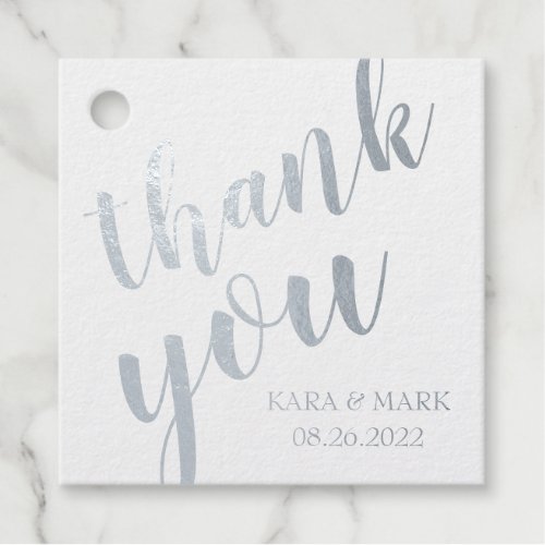 Real Silver Foil Mr and Mrs Thank You Wedding Foil Favor Tags