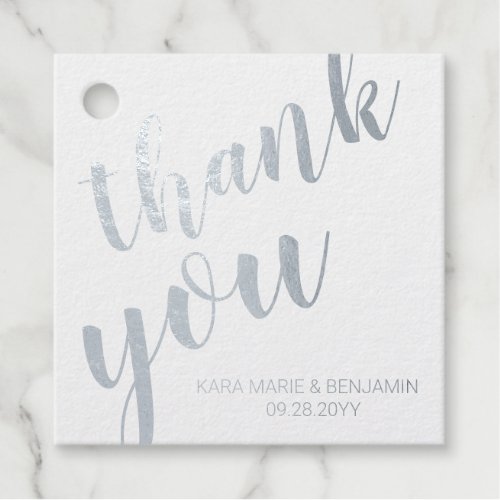 Real Silver Foil Mr and Mrs Thank You Wedding Foil Favor Tags