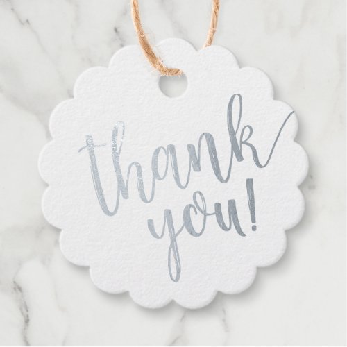 Real Silver Foil Script Baby Shower Thank You Foil Favor Tags